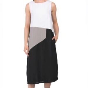 For Cynthia color block sleeveless Linen corpcore sheath knee length dress Large